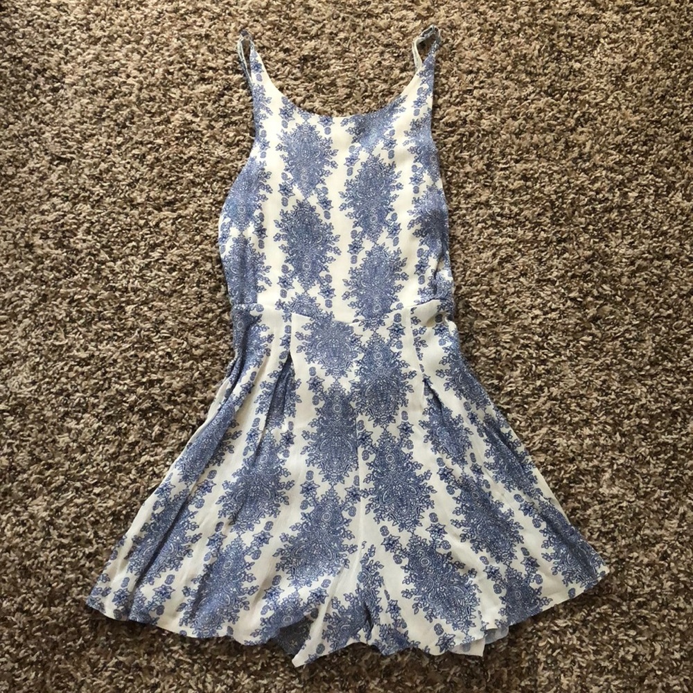 Blue and white romper
